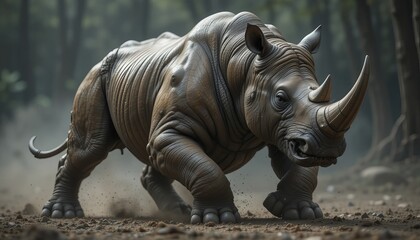 Fototapeta premium A tiger with a rhino’s muscular build and a powerful charge attack.