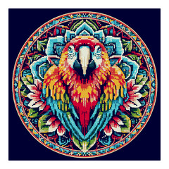 Beautiful-parrot Cross Stitch Pattern vector illustration 03