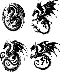 dragan, dragon silhouette, dragan silhouette set