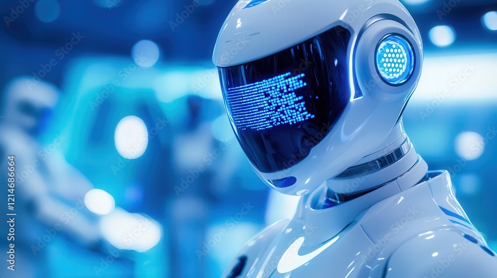 Poster an advanced robotic nurse assisting patients in a fully automated futuristic healthcare setting