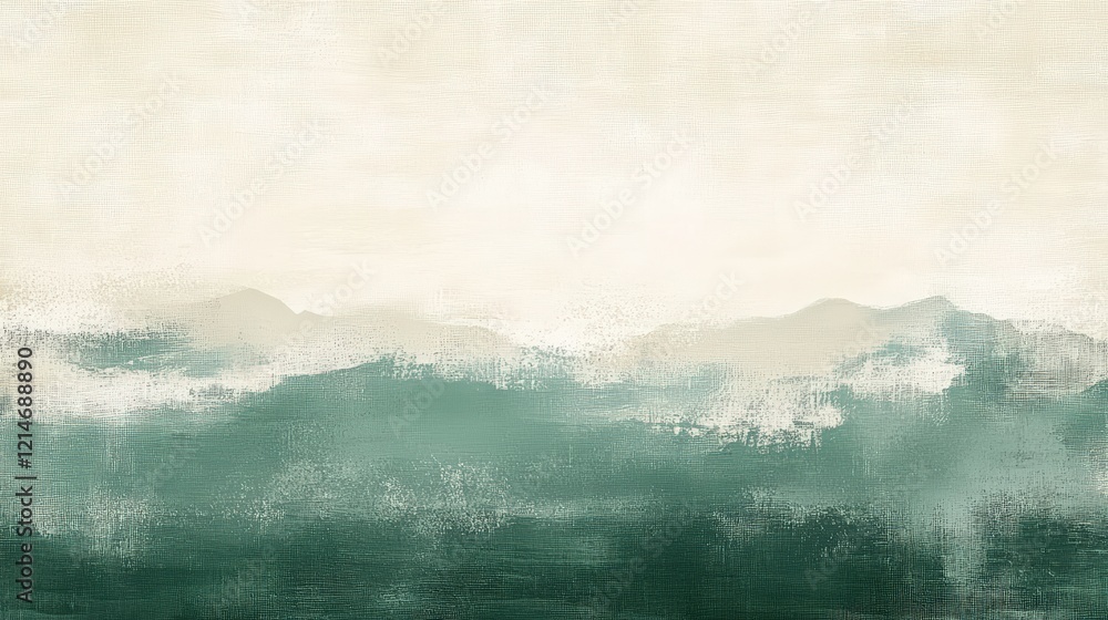 Poster tranquil abstract landscape in japandi style with soft muted tones conveying serenity and calmness i