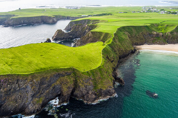 Silver Strand, a beach in a sheltered, horseshoe-shaped bay, situated at Malin Beg, near...