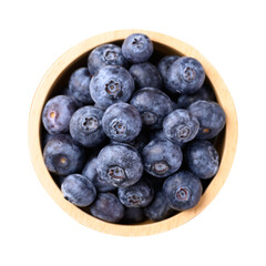 Blueberries in wooden bowl, Top view