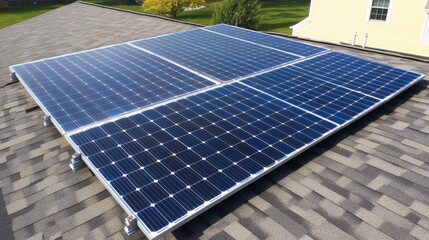 A solar panel installed on the roof of a house, generating clean energy