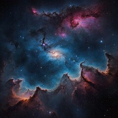 Fototapeta premium Galaxy Nebula: A deep-space scene featuring vibrant nebulae and distant stars.