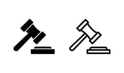 Gavel icon logo design. judge gavel sign and symbol. law icon. auction hammer