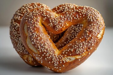 Fototapeta premium Close-up shot of a crispy pretzel with sesame seeds