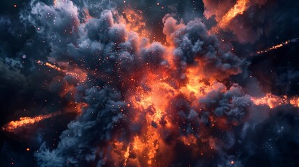 Fototapeta premium red explosion on black background