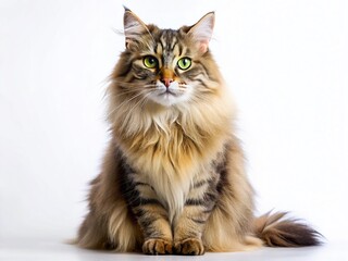 Fototapeta premium Adorable Fluffy Cat Isolated, Perfect for Pet Projects and Designs