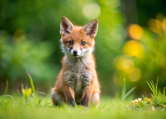Adorable Fox Cub Posing for Letter F: Fun Animal Alphabet Stock Photo