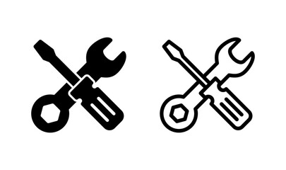 Tools icon logo design. tool sign and symbol. setting icon. Wrench and screwdriver. Service, repair