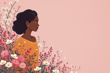 international Women's day background with copy space, woman day holiday, black woman
