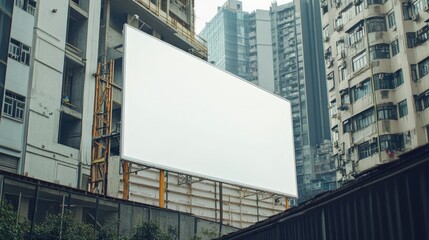 Large urban billboard in the midst of a bustling city, great for urban planning or architecture concepts