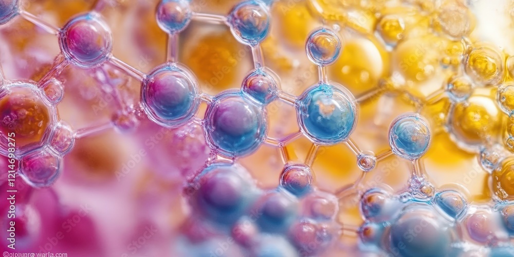 Poster abstract macro image of colorful microscopic bubbles and molecular structures in vivid detail captur