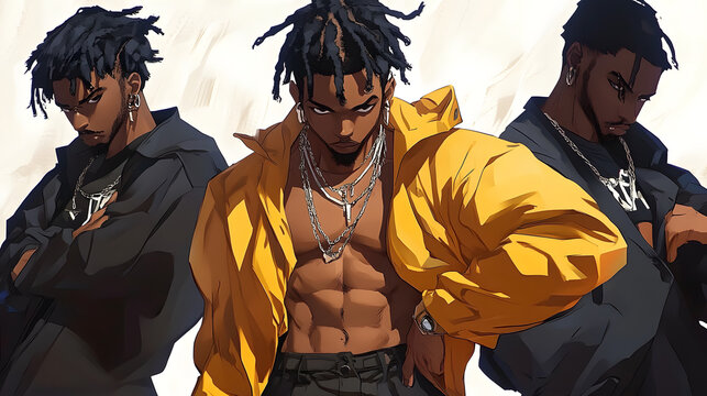 cool poses of anime black guys
