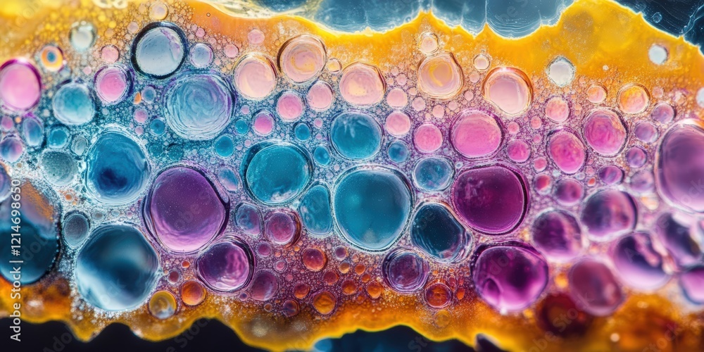 Poster stunning macro image of colorful soap bubbles creating a mesmerizing abstract pattern with various t