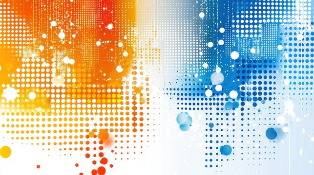 Dynamic Abstract Background with Warm and Cool Color Palette and Halftone Texture