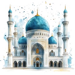 Obraz premium modern Ramadan design with mosque watercolor