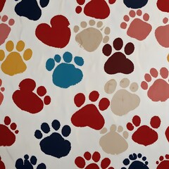 Fototapeta premium seamless background with hearts, seamless colorful patterns with hearts and paws for animal lovers