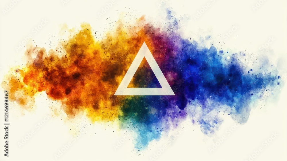 Poster dynamic abstract color explosion with central triangle shape