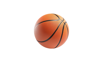 A basketball is shown in a close up. on transparent background.