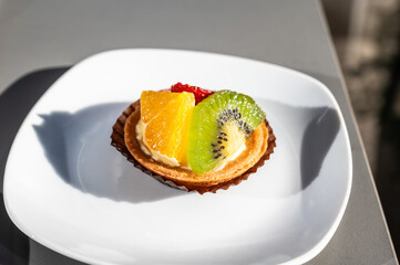 Pastry with fruit on a table