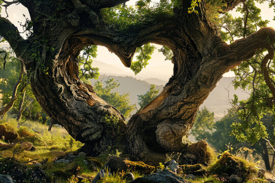 Tree with a heart carved into it