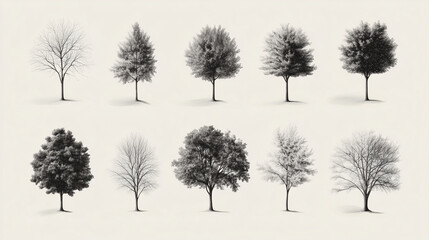 Fototapeta premium 200 detailed, different tree vectors