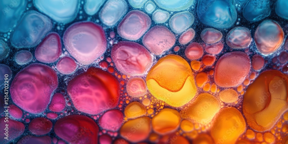 Aufkleber abstract macro photography of vibrant colorful bubble patterns with smooth blurry textures and beaut