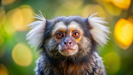 Fototapeta premium Adorable Two-Year-Old Common Marmoset Monkey - Minimalist Portrait