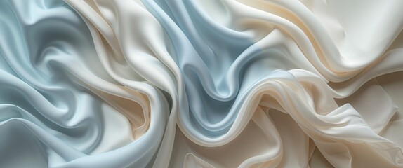 Obraz premium Flowing silk textures abstract design digital art soft color palette aesthetic view visual concept for decor