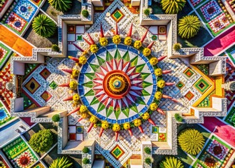 Fototapeta premium Aerial Drone Shot: Abstract Celebration Patterns, Clean White Space