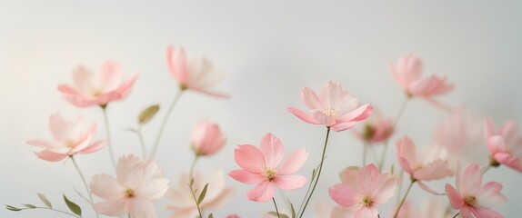 Fototapeta premium pink plant watercolor flowers banner , copy space concept for wallpaper or background.