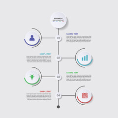 Obraz premium Modern and simple business infographic template with 4 steps, delicate pastel colors isolated on a clean background