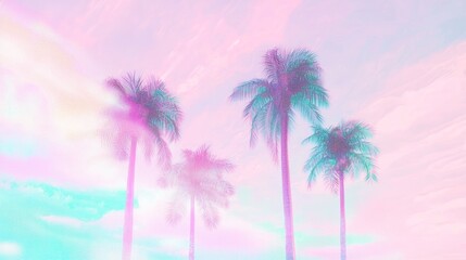 Naklejka premium Pastel Pixelated Wave: Vaporwave Aesthetic with VHS Glitch Effect