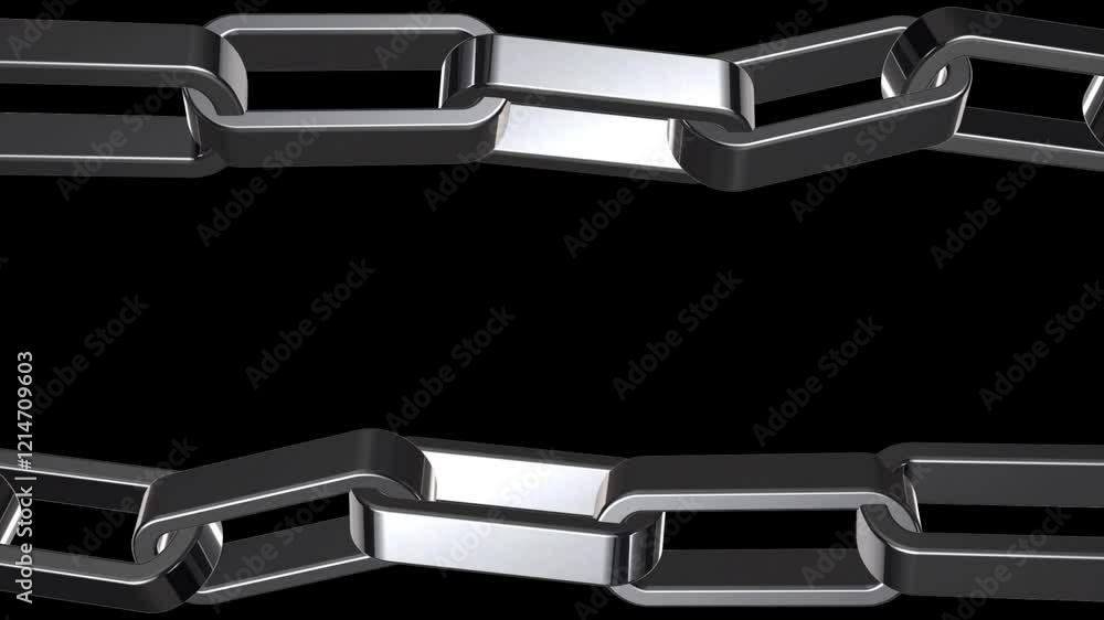 Aufkleber seamless looping animation of two rotating metal chains on a black background with copy space area.