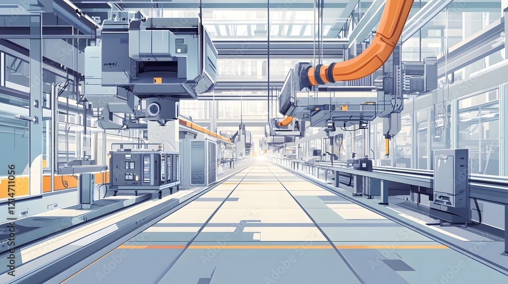 Poster modern automated factory assembly line production