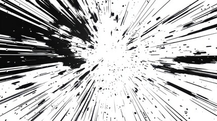 Vivid action elements with explosive bursts on a clean white backdrop.