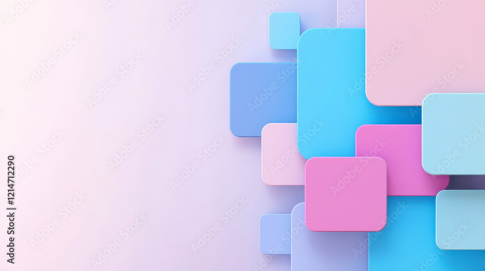 Wall mural colorful abstract background with overlapping rounded geometric shapes