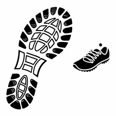 Shoe print Black Vector art illustration