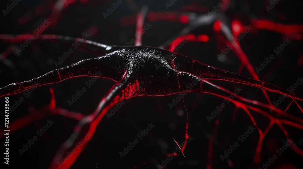Poster intricate neural network: close-up of neurons structure