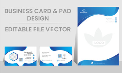 Simple Business card & Pad design. combo design template gradient color