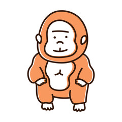 まっすぐ立つ ゴリラのゆるいキャラクター