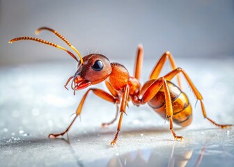 Tiny Ant on Pure White Background - Macro Fashion Photography Stock Image