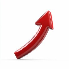 Red Curved Arrow Pointing Upwards Isolated on White Background