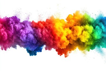 A vibrant explosion of colorful smoke in shades of purple, blue, green, yellow, and red, creating a dynamic and artistic effect.