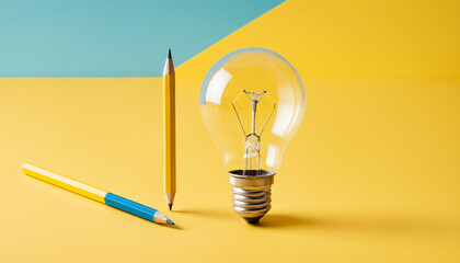 Creative Light Bulb on Yellow Background – Innovation and Bright Ideas Concept
