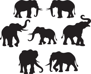 set of elephant silhouettes