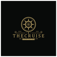 Obraz premium The cruise logo,ship steering logo, boat, yacht, rope, maritime, anchor. Logo for business, sailor, sailing, tourism