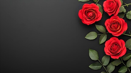 Obraz premium Vibrant Red Roses on Dark Background